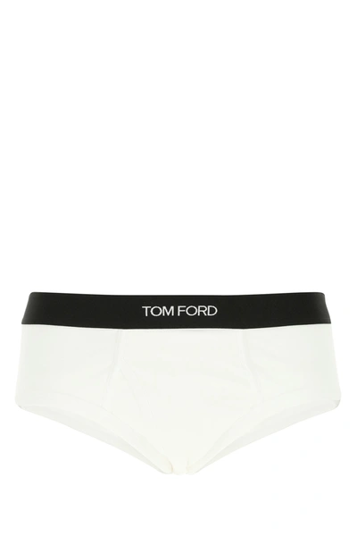 Tom Ford Logo-print Slim-fit Stretch-cotton Briefs In White