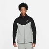 Nike Men's Sportswear Tech Fleece Taped Full-zip Hoodie In Black/dark Grey Heather/white