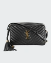 Saint Laurent Lou Medium Monogram Ysl Calf Crossbody Bag In Black