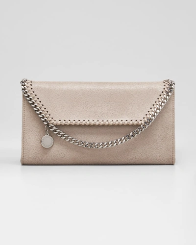 Stella Mccartney Falabella Mini Shaggy Deer Wallet On Chain In Light Gray