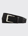 W. Kleinberg Men's Sport Stretch Belt With Crocodile-trim In Tiramisu