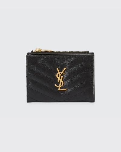 Saint Laurent Black Zipped Monogramme Wallet