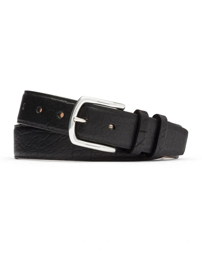 W. Kleinberg Men's Tucson Bison Belt W/ Nickel Buckle In Dark Brown