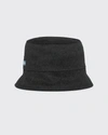 Prada Reversible Bicolor Cashmere Bucket Hat In Black/blue
