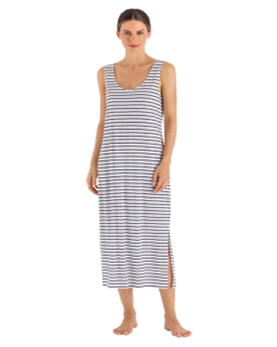 Hanro Laura Long Tank Nightgown In Midnight Stripe