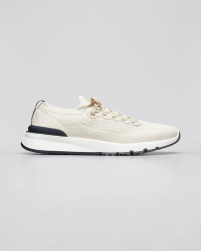 Brunello Cucinelli Men's Active Knit Trainer Sneakers In Beige