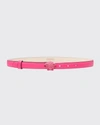 Versace La Medusa Leather Belt, Female, Fuchsia, 80 Cm In Optical White