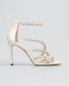 Jimmy Choo Josefine Crystal Strappy Cocktail Stiletto Sandals In Latte/crystal