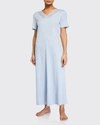 Hanro Moments Short-sleeve Long Nightgown In Deep Navy