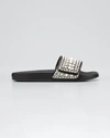 Jimmy Choo Fitz Embellished Pool Slide In Black