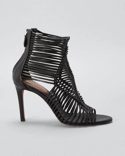 Alaïa 100mm Leather Gladiator Stiletto Sandals In Noir