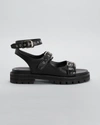 Alaïa Buckle Lug-sole Sporty Sandals In Noir