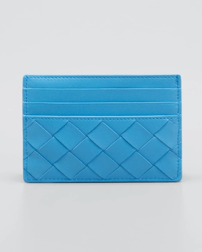 Bottega Veneta Napa Intrecciato Card Case In Parakeet