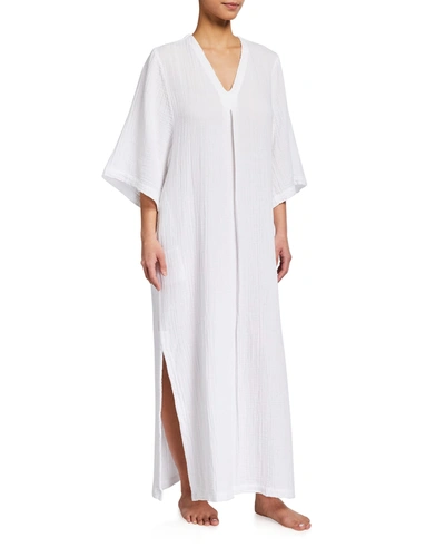 Ocean + Main Cotton Gauze Lounge Caftan In Teal