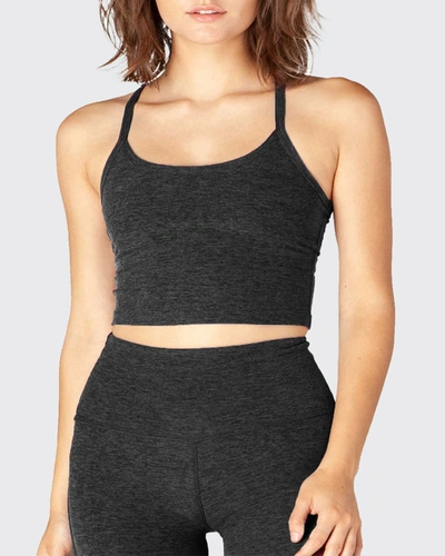 Beyond Yoga Space-dye Slim Racerback Cropped Tank In Fig Heather