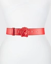 Versace La Medusa Buckle Leather Belt In Black- Gol