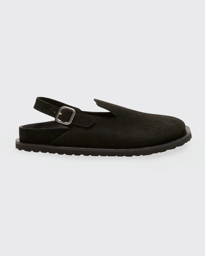 Jil Sander X Birkenstock Berlin Suede Sporty Slingback Clogs In Black