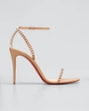 Christian Louboutin So Me 100 Studded Leather Sandals In Nude