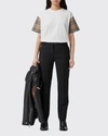 Burberry White T-shirt With Vintage Check Motif On The Sleeves In Cotton Woman In White