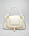 Chloé Medium Marcie Calfskin Leather Satchel In Natural White