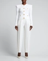 Balmain White Cropped Jacket With Patch Pockets In White