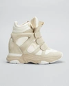Isabel Marant High Balskee Leather Sneakers In White