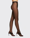 Wolford X Amina Muaddi High-waist Thong Tights In Black