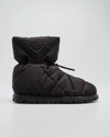 Prada Blow Quilted Nylon Snow Booties In Avorio