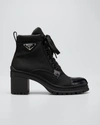 Prada 55mm Block-heel Combat Booties In Nero