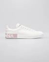 Dolce & Gabbana Portofino Bicolor Logo Low-top Sneakers In Whitepink