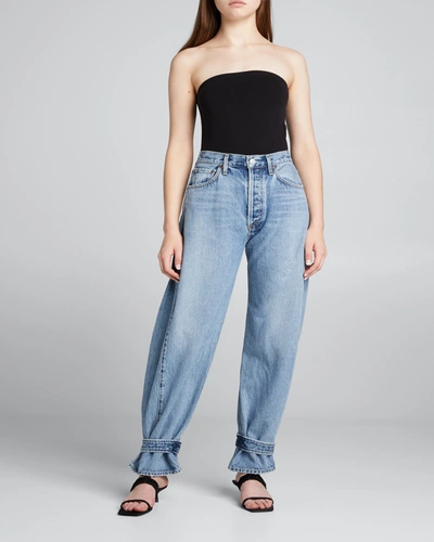 Agolde Cleo Cinched Wide-leg Jeans In Blue