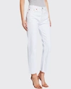 Re/done High-rise Stovepipe Raw-edge Cropped Jeans In White