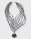 Giorgio Armani Multi-strand Copper And Resin Beaded Necklace In 01647 Grigio Fume