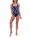 Gottex Mirage Chevron One-piece Swimsuit In Navywhite