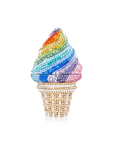 Judith Leiber Rainbow Ice Cream Cone Crystal Pillbox