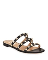 Valentino Garavani Rockstud Caged Flat Slide Sandals In Black