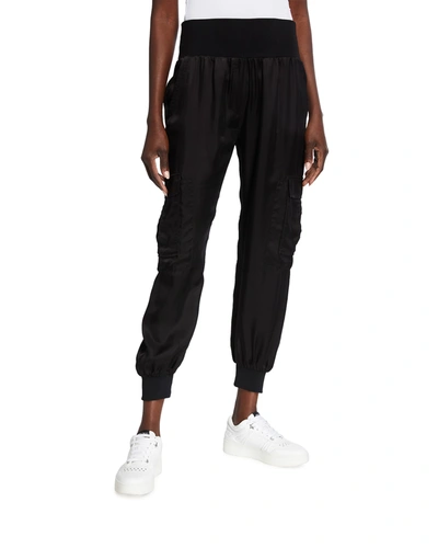 Cinq À Sept Tous Les Jours Giles Satin Jogger Trousers In Black