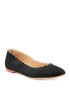 Chloé Scalloped Suede Ballet Flats In Black