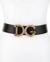 Dolce & Gabbana Baroque Dg Logo Leather Belt In Black