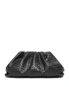 Bottega Veneta The Pouch Intrecciato Clutch Bag In Black/silver