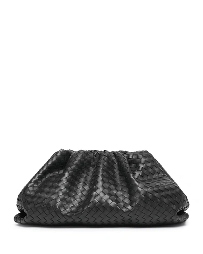 Bottega Veneta The Pouch Intrecciato Clutch Bag In Black/silver