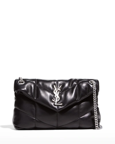 Saint Laurent Lou Puffer Small Ysl Shoulder Bag In Quilted Leather In Nero