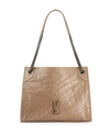 Saint Laurent Niki Ysl Monogram Leather Shopping Tote Bag In Black