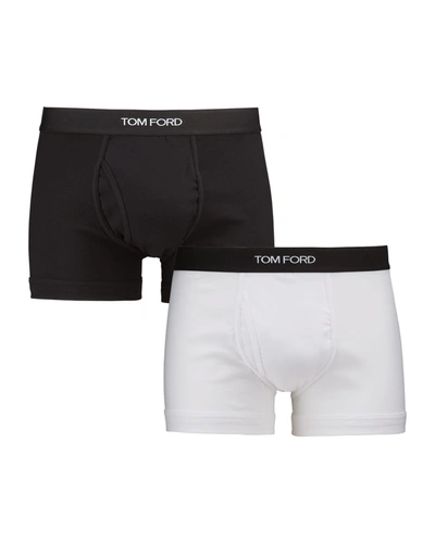 Tom Ford Men's 2-pack Solid Jersey Boxer Briefs In 999 White Black
