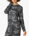 Beyond Yoga Favorite Printed Raglan Crewneck Pullover In Dark Gray