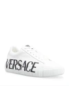 Versace Man Sneakers White Size 11 Calfskin In Whiteblack