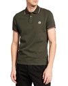 Moncler Short-sleeved Polo Shirt With Logo In Medium Blue
