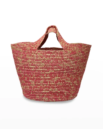 Sensi Studio Playero Soft Melange Mix Straw Beach Tote Bag In Natural Straw Red