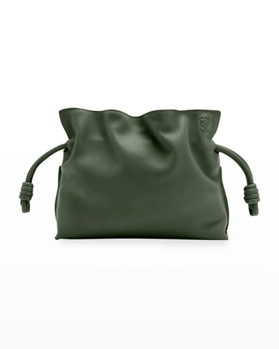 Loewe Flamenco Mini Napa Drawstring Clutch Bag In Khaki