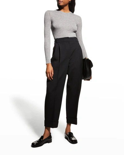 Michael Kors Hutton Ribbed Crewneck Pullover In Banker Mel